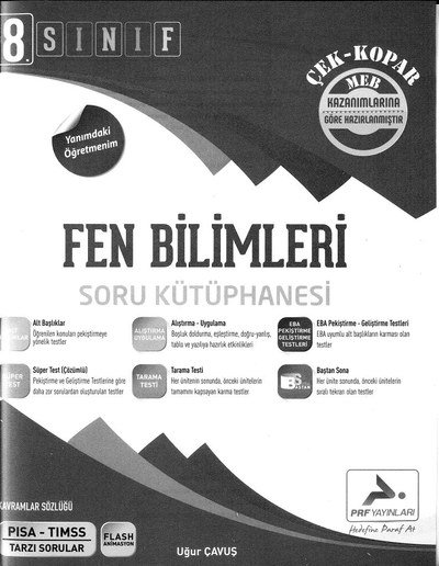 FEN BİLİMLERİ SORU KÜTÜPHANESİ YKS Fotokopi