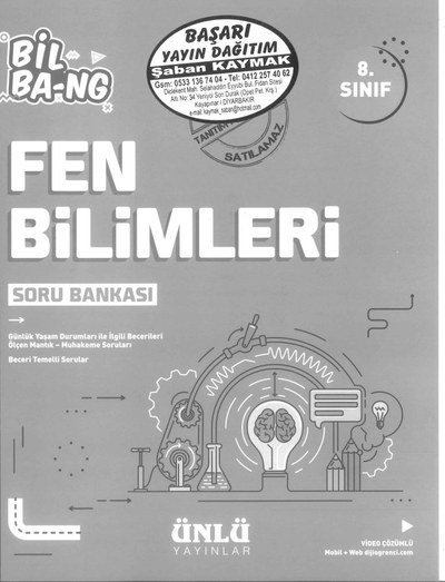 FEN BİLİMLERİ SORU BANKASI BİL BA-NG YKS Fotokopi