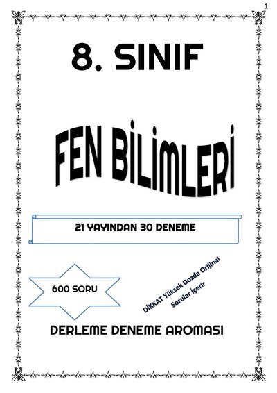 FEN BİLİMLERİ DERLEME 21 YAYINDAN 30 DENEME YKS Fotokopi