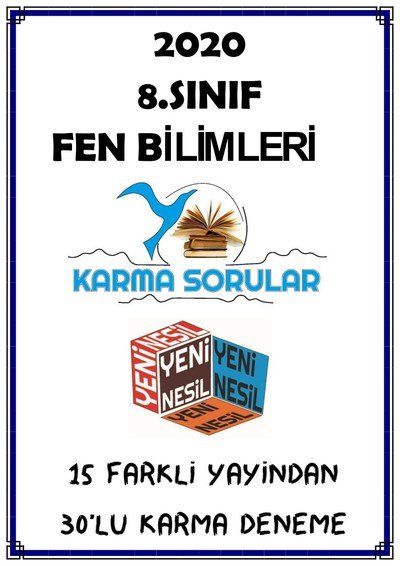 FEN BİLİMLERİ 15 FARKLI YAYINDAN 30'LU KARMA DENEME YKS Fotokopi