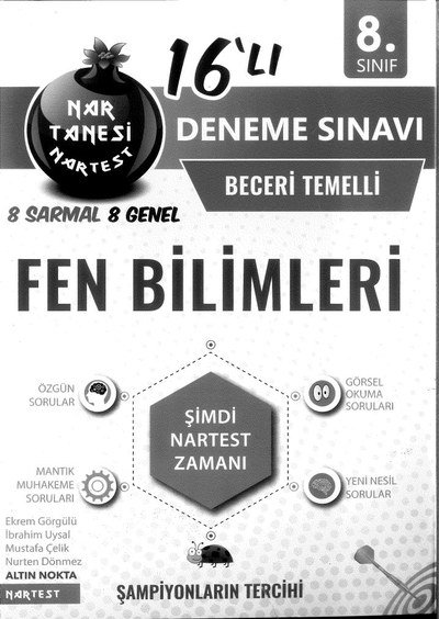 16'LI DENEME SINAVI FEN BİLİMLERİ YKS Fotokopi