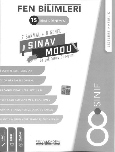 FEN BİLİMLERİ 15 BRANŞ DENEMESİ SINAV MODU YKS Fotokopi