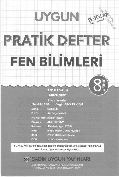 PRATİK DEFTER FEN BİLİMLERİ YKS Fotokopi