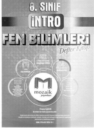 İNTRO FEN BİLİMLERİ DEFTER KİTAP YKS Fotokopi