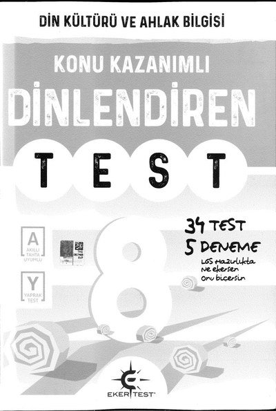 KONU KAZANIMLI DİN KÜLTÜRÜ VE AHLAK BİLİGİSİ TEST YKS Fotokopi