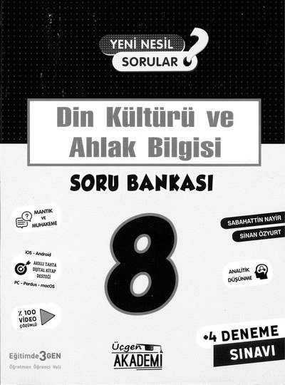 DİN KÜLTÜRÜ VE AHLAK BİLGİSİ SORU BANKASI YKS Fotokopi
