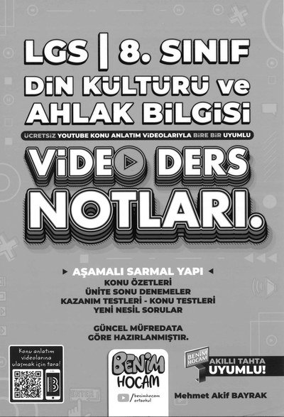 LGS DİN KÜLTÜRÜ VE AHLAK BİLGİSİ VİDEO DERS NOTLARI YKS Fotokopi