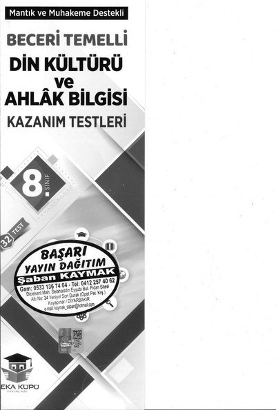 DİN KÜLTÜRÜ VE AHLAK BİLGİSİ KAZANIM TESTLERİ YKS Fotokopi