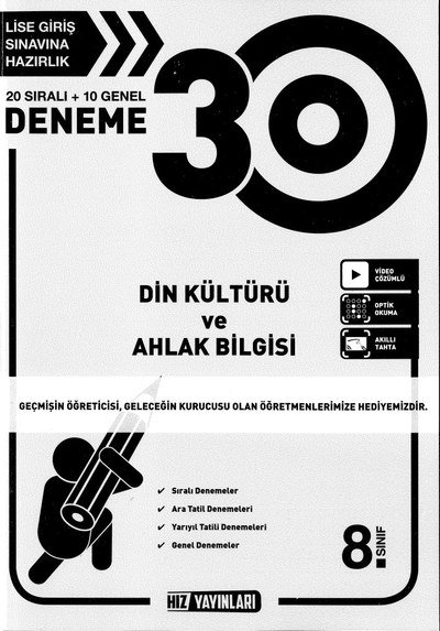 30 DENEME DİN KÜLTÜRÜ VE AHLAK BİLGİSİ YKS Fotokopi
