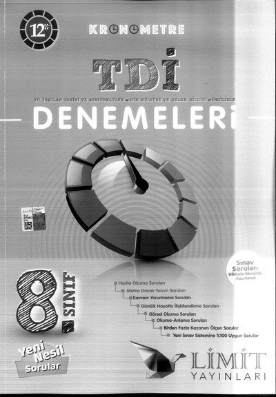 KRONOMETRE TDİ DENEMELERİ YENİ NESİL SORULAR (GENEL) YKS Fotokopi
