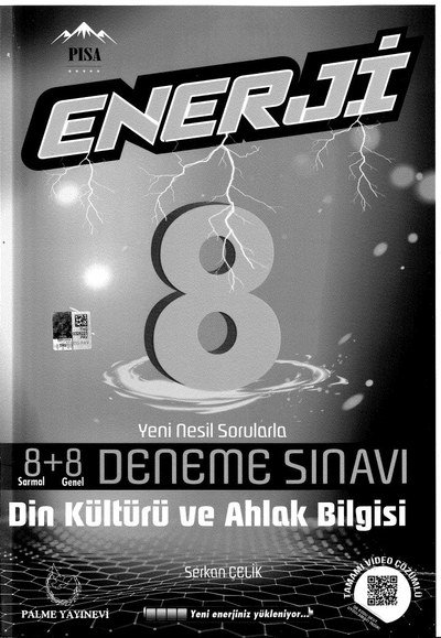 ENERJİ 8+8 DENEME SINAVI DİN KÜLTÜRÜ VE AHLAK BİLGİSİ YKS Fotokopi