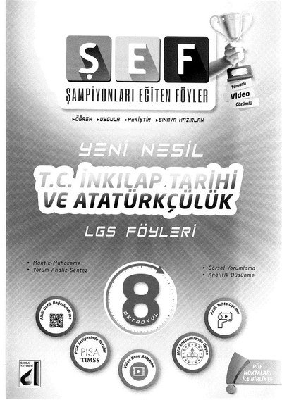 ŞEF YENİ NESİL T.C. İNKILAP TARİHİ VE ATATÜRKÇÜLÜK LGS FÖYLERİ YKS Fotokopi