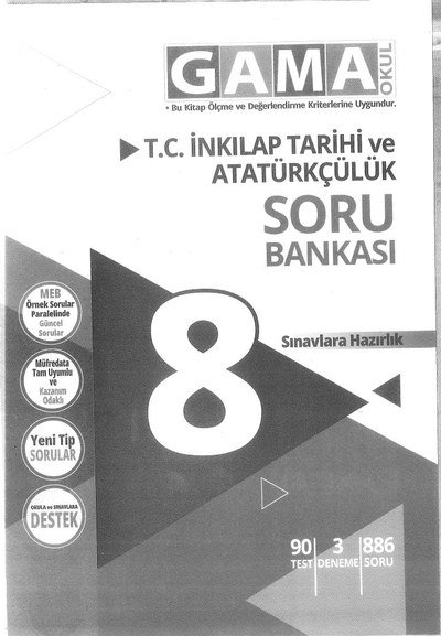 T.C. İNKILAP TARİHİ VE ATATÜRKÇÜLÜK SORU BANKASI YKS Fotokopi