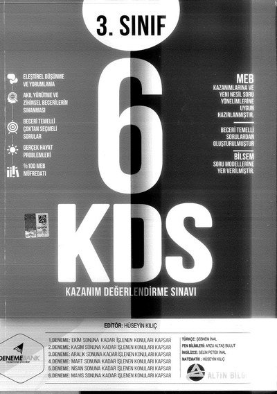 6 KAZANIM DEĞERLENDİRME SINAVI YKS Fotokopi