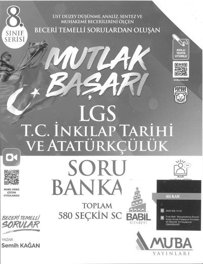 MUTLAK BAŞARI LGS T.C. İNKILAP TARİHİ VE ATATÜRKÇÜLÜK SORU BANKASI YKS Fotokopi