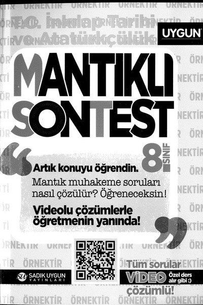 MANTIKLI SONTEST T.C. İNKILAP TARİHİ VE ATATÜRKÇÜLÜK YKS Fotokopi