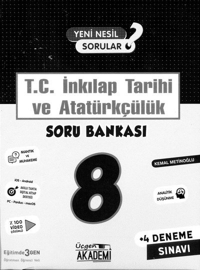 T.C. İNKILAP TARİHİ VE ATATÜRKÇÜLÜK SORU BANKASI YKS Fotokopi