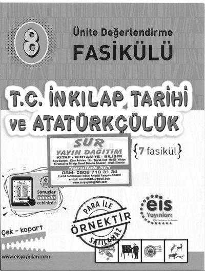 T.C. İNKILAP TARİHİ VE ATATÜRKÇÜLÜK 7 FASİKÜL YKS Fotokopi