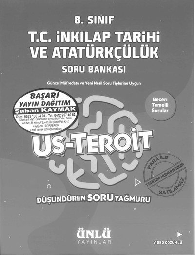 T.C. İNKILAP TARİHİ VE ATATÜRKÇÜLÜK US-TEROİT YKS Fotokopi