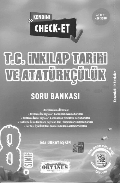 KENDİNİ CHECK-ET T.C. İNKILAP TARİHİ VE ATATÜRKÇÜLÜK SORU BANKASI YKS Fotokopi