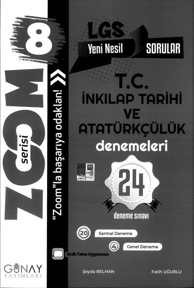ZOOM SERİSİ LGS T.C. İNKILAP TARİHİ VE ATATÜRKÇÜLÜK DENEMELERİ 24 DENEME SINAVI YKS Fotokopi