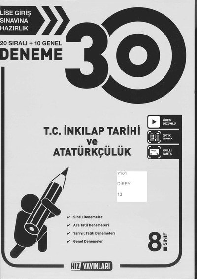 30 DENEME T.C. İNKILAP TARİH VE ATATÜRKÇÜLÜK YKS Fotokopi