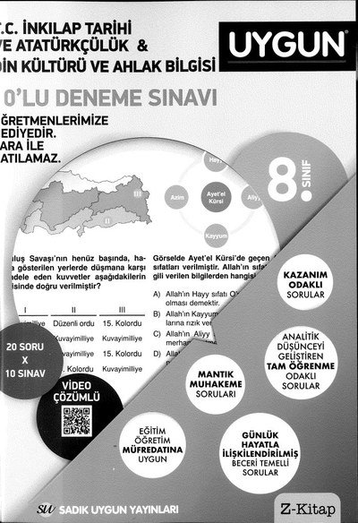 T.C. İNKILAP TARİHİ VE ATATÜRKÇÜLÜK & DİN KÜLTÜRÜ VE AHLAK BİLGİSİ 10'LU DENEME SINAVI YKS Fotokopi