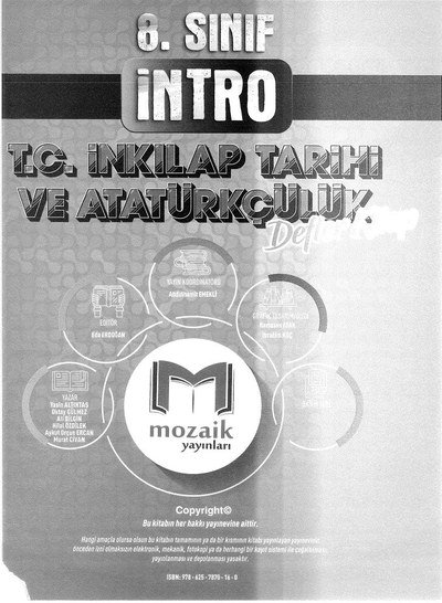 İNTRO T.C. İNKILAP TARİHİ VE ATATÜRKÇÜLÜK DEFTER KİTAP YKS Fotokopi