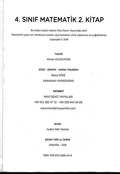 MATEMATİK 2. KİTAP YKS Fotokopi