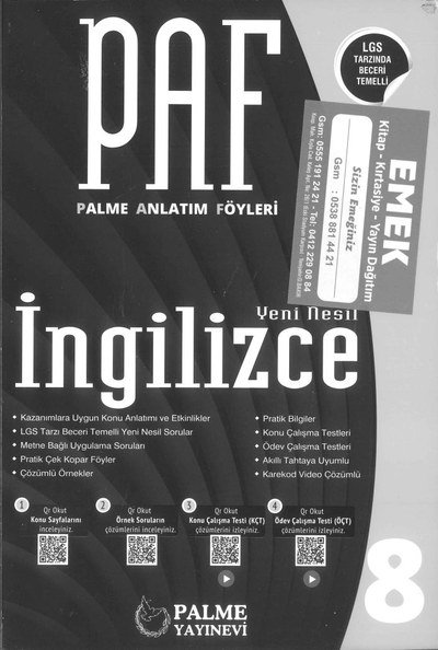 PALME ANLATIM FÖYLERİ İNGİLİZCE YENİ NESİL YKS Fotokopi