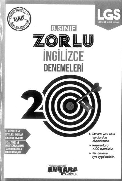 ZORLU İNGİLİZCE DENEMELERİ 20 DENEME YKS Fotokopi
