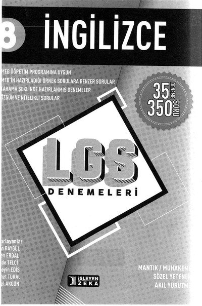 İNGİLİZCE LGS DENEMELERİ YKS Fotokopi