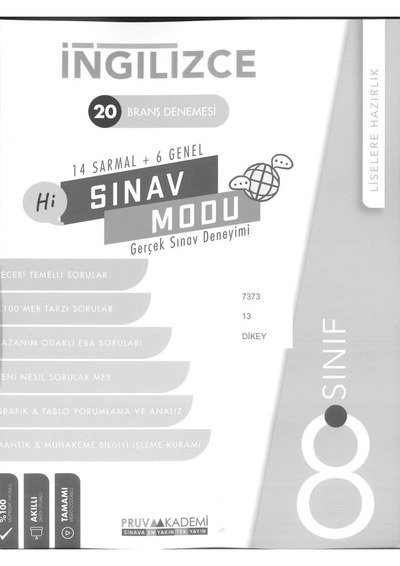 İNGİLİZCE 20 BRANŞ DENEMESİ SINAV MODU YKS Fotokopi