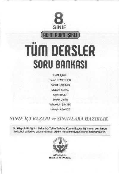ADIM ADIM IŞIKLI TÜM DERSLER SORU BANKASI YKS Fotokopi