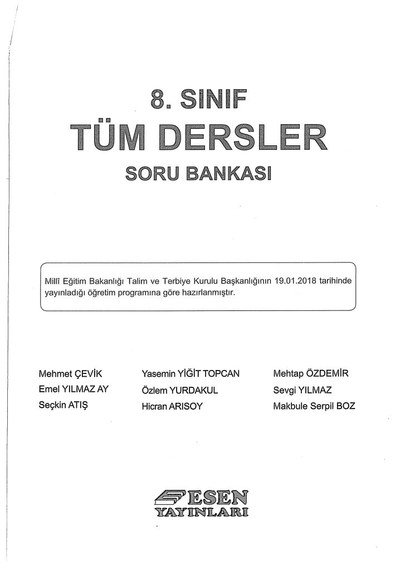 TÜM DERSLER SORU BANKASI YKS Fotokopi