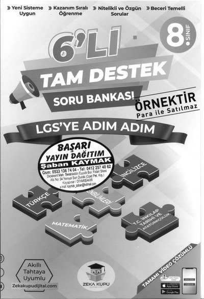 6'LI TAM DESTEK SORU BANKASI LGS'YE ADIM ADIM YKS Fotokopi