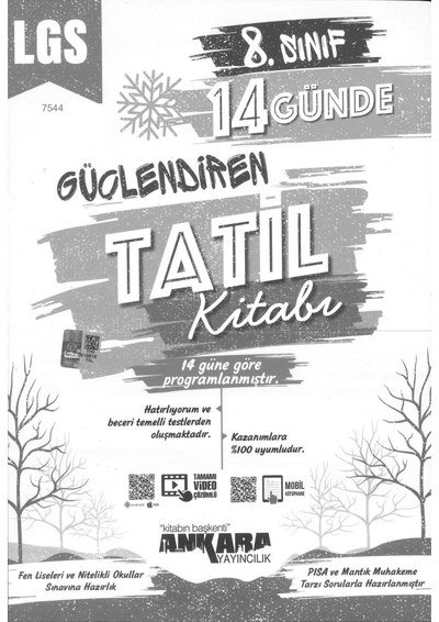 14 GÜNDE GÜÇLENDİREN TATİL KİTABI YKS Fotokopi