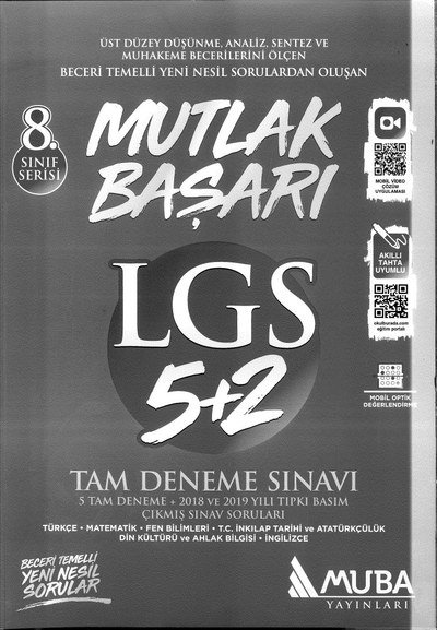 MUTLAK BAŞARI LGS 5+2 TAM DENEME SINAVI YKS Fotokopi