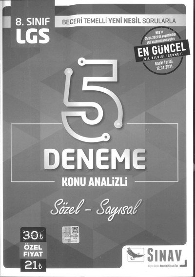 LGS 5 DENEME KONU ANALİZİ SÖZEL SAYISAL YKS Fotokopi