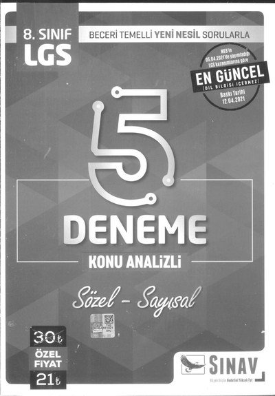 LGS 5 DENEME KONU ANALİZİ SÖZEL SAYISAL YKS Fotokopi