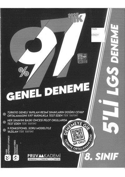%97'LİK GENEL DENEME 5'Lİ LGS DENEME YKS Fotokopi