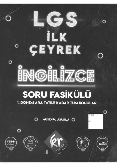 LGS İLK ÇEYREK İNGİLİZCE SORU FASİKÜLÜ YKS Fotokopi