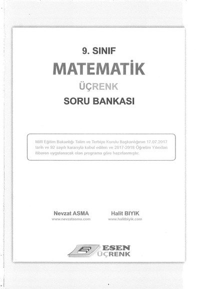 MATEMATİK ÜÇRENK SORU BANKASI YKS Fotokopi