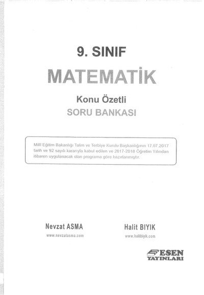 MATEMATİK KONU ÖZETLİ SORU BANKASI YKS Fotokopi