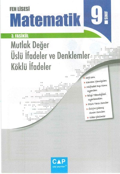 FEN LİSESİ MATEMATİK 3. FASİKÜL MUTLAK DEĞER ÜSLÜ İFADELER VE DENKLEMLER KÖKLÜ İFADELER YKS Fotokopi