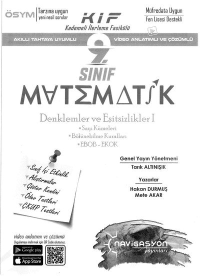 KADEMELİ İLERLEME FASİKÜLÜ MATEMATİK DENKLEMLER VE EŞİTSİZLİKLER 1 YKS Fotokopi
