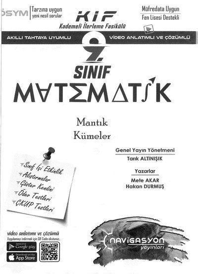 KADEMELİ İLERLEME FASİKÜLÜ MATEMATİK MANTIK KÜMELER YKS Fotokopi