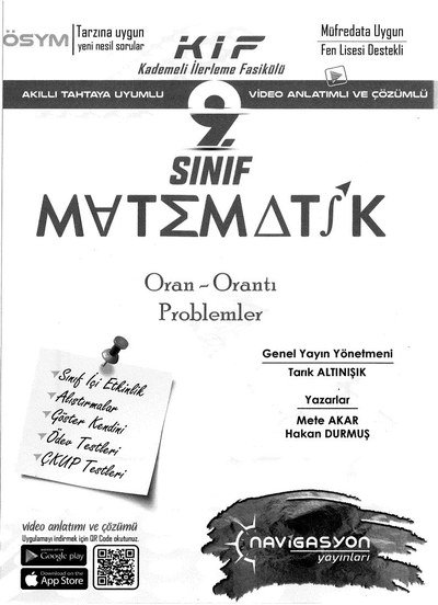 KADEMELİ İLERLEME FASİKÜLÜ MATEMATİK ORAN ORANTI PROBLEMLER YKS Fotokopi