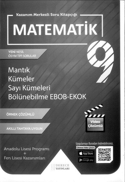 MATEMATİ K SORU KİTAPÇIĞI MANTIK KÜMELER SAYI KÜMELERİ BÖLÜNEBİLME EBOB-EKOK YKS Fotokopi