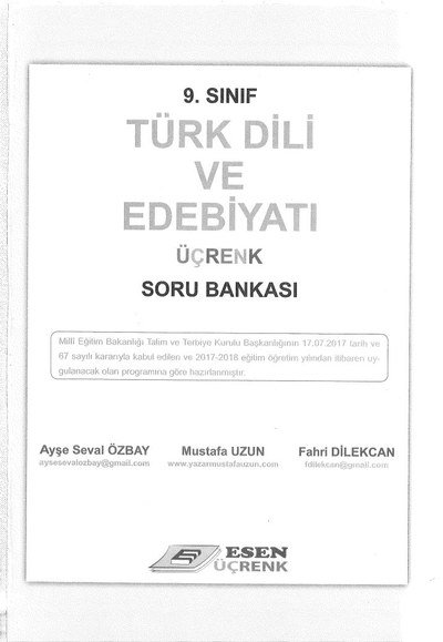 TÜRK DİLİ VE EDEBİYATI ÜÇRENK SORU BANKASI YKS Fotokopi
